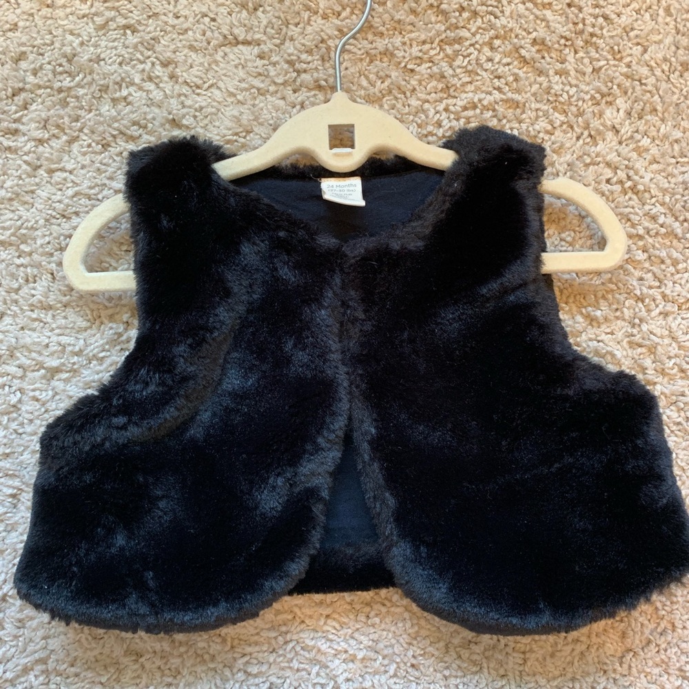 Black Faux Fur Vest